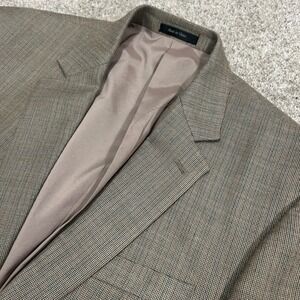 Lauren Ralph Lauren Blazer Sport Coat 44L Brown Silk Wool Micro Houndstooth